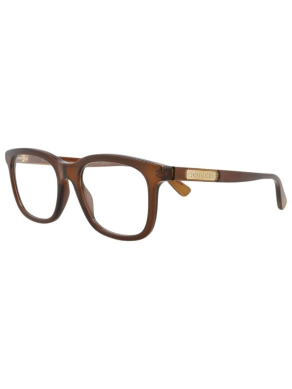New Gucci Women's Eyeglasses Square Rectangle Acetate Frame Mens Brown Brown